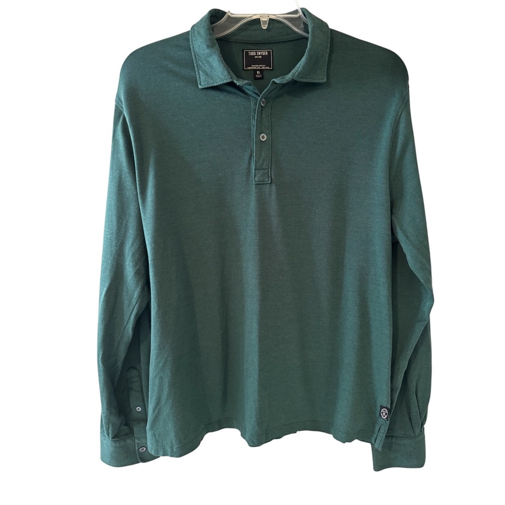 Todd Snyder Mens XL Hunter Green Long Sleeve Pique Polo Shirt Regular Fit
